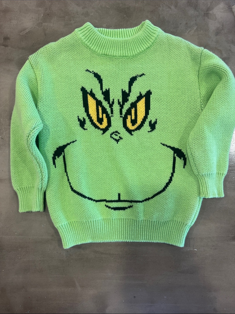 Green Grinch Face Crewneck Sweater